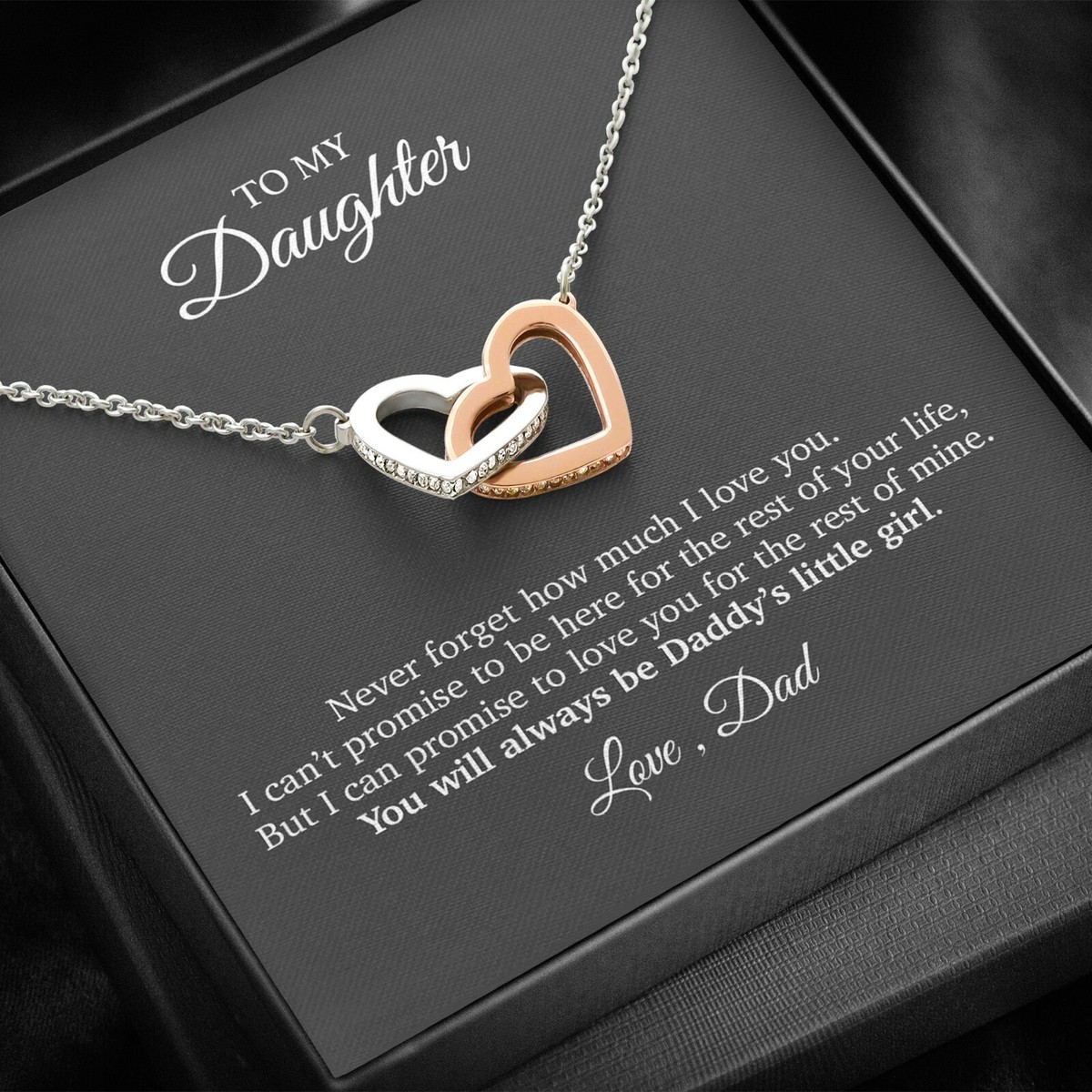 To My Daughter Heart Pendant Necklace Daddy's Little Girl