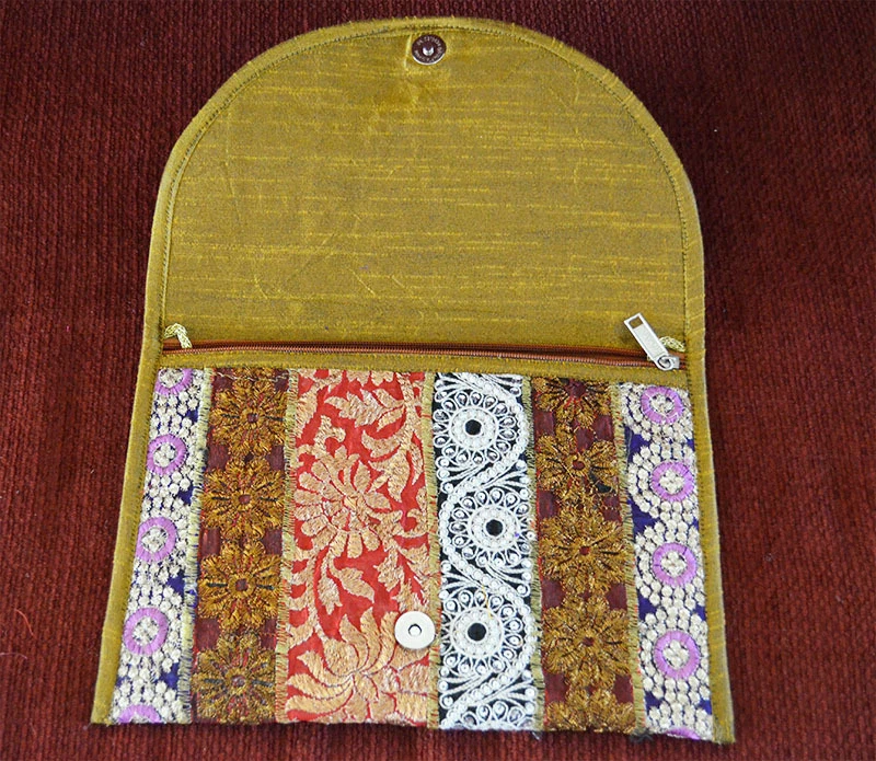 刺绣真丝钱包iPad单肩包古董回收印度连衣裙  — 第 2/4 张图片