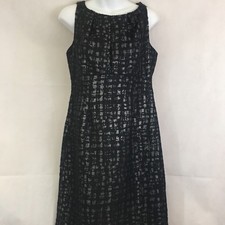 Taylor Black/Silver Metallic Sleeveless Work Occassion Dress Empire Waist Sz 8