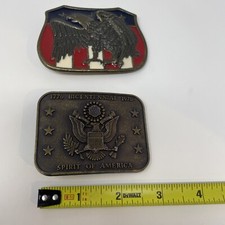 2 Vintage 1776 Bicentennial 1976 Spirit of America Belt Buckle Patriotic Eagle