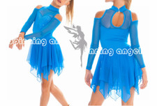 Ice Skating Adult Figure skating Dress Gymnastics Costume blue