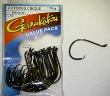 GAMAKATSU SALTWATER OCTOPUS CIRCLE HOOK VALUE PACK SIZE 8/0 Stock # 208418-25