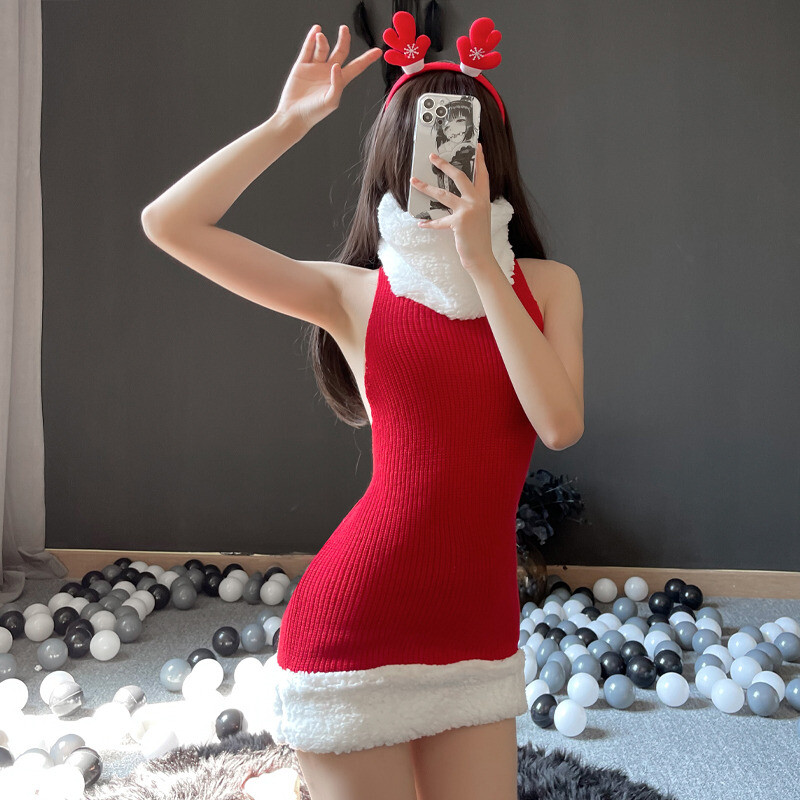 sexy christmas sweater dresses Cosplay Lingerie Knitted Dress Anime Uniform Maid Outfits Great for any cup