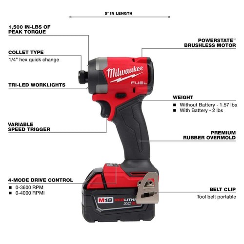 Milwaukee Cordless Combo Kit (2-Tool) 18V Li-Ion Brushless w/ AC/DC Flood Light - Picture 5 of 11