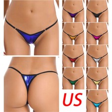 Womens Shiny Low Rise Micro G-String Bikini Thongs Panties Underwear Lingerie