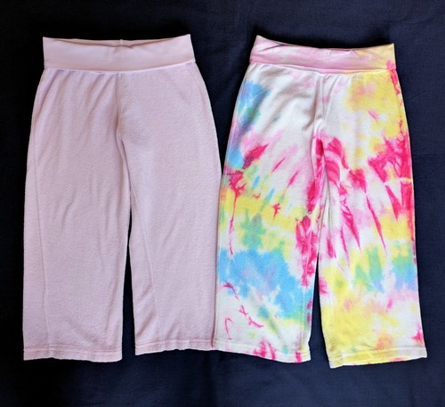 SO NIKKI Girls Size L 14 Tie-Dye Cropped French Terry Cotton Yoga Pants Pink Lot - Picture 2 of 6