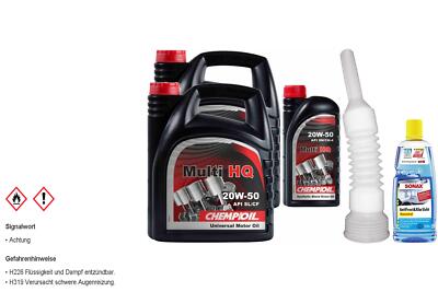 9L CHEMPIOIL Motoröl Multi HQ 20W-50 SAE 20W-50 API SL/CF inkl. Auslaufschlauch