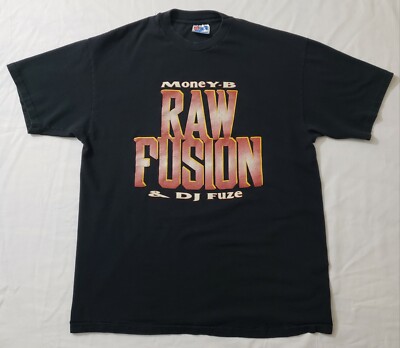 Vintage 90s Money B & DJ Fuze Raw Fusion T-Shirt Sz Large Rap Tee Hip Hop Tupac