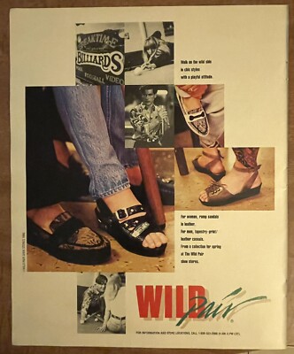 1990 Wild Pair Women Men Shoes Sandals Leather 90s Print Ad