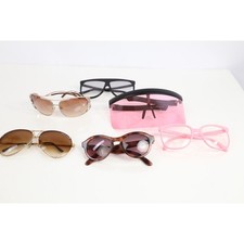 Lot of 6 Womens Plastic Metallic Decorative Fashion Sunglasses Mixed Colors