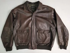 Golden Bear Brown Buttery Soft Leather A-2 Military Style Bomber Flyer Jacket XL