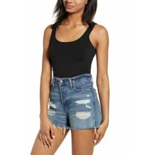 BP Women's Scoop Neck Sleeveless Crop Tank Black 2XS