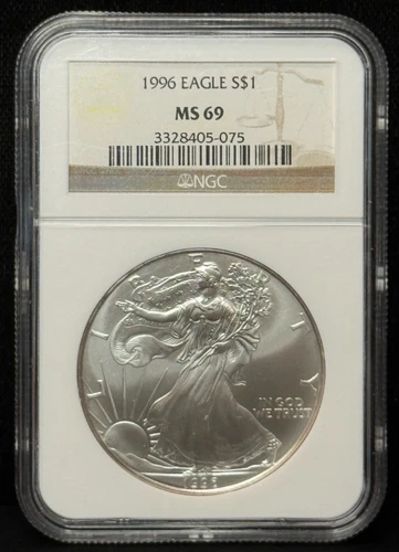 NGC MS 69 1996 American Silver Eagle 999 1oz Silver Coin-075