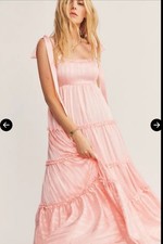 Love Shack Fancy "Burrows" Pink, Frill Fringe Ruffled Fray Detail Dress UK 12
