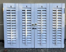 17 3/4" Tall x 24" Wide Wood Interior Louver Plantation Window Shutters VTG