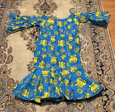 African Women yellow, white,Blue Kaftan African Print Dress with Floral Design