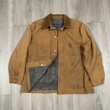 vtg 60s wrangler blue bell jacket 48 Blanket Lined Distressed Brown Chore Coat