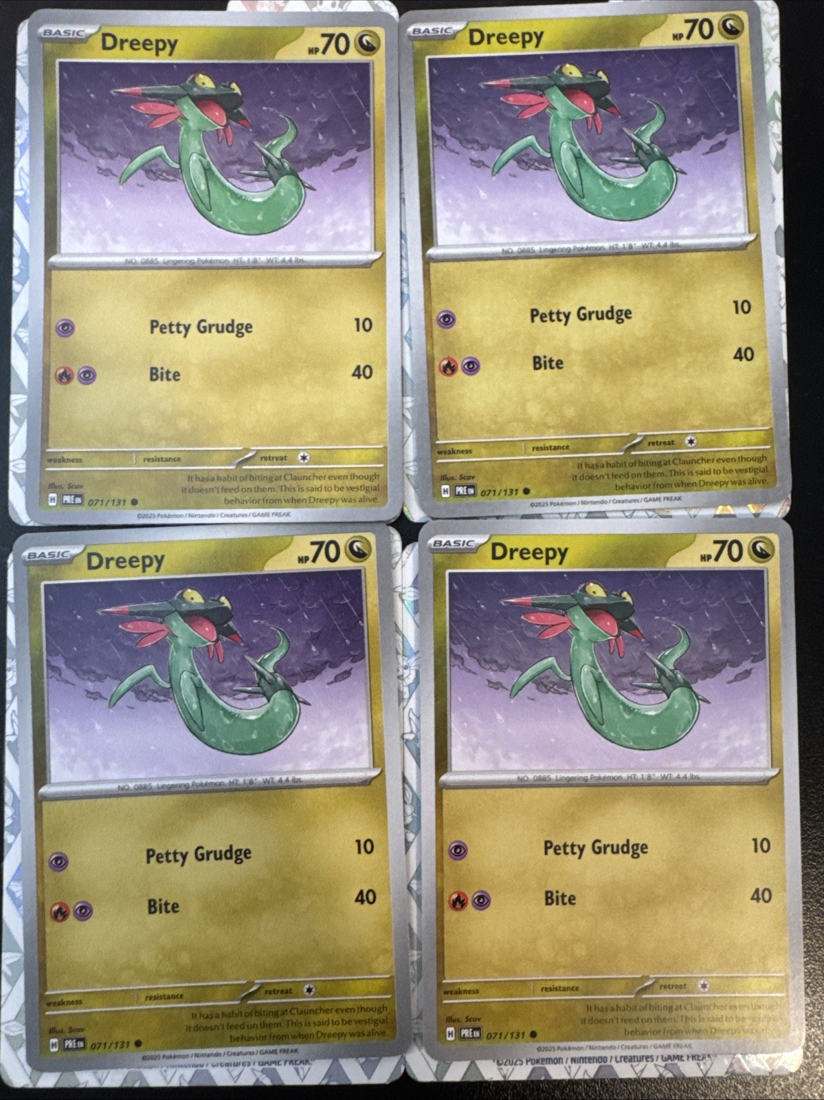 [4x Playset] Dreepy 071/131 Sv: Prismatic Evolutions Pokemon TCG