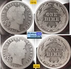 Antique 1916⌛US Mint Silver Barber Dimes🪙As Depicted🪙
