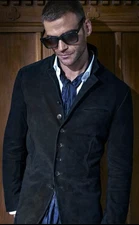 $2198 John Varvatos Woodward Multi-Button Suede Leather Jacket Coat EU46 US36