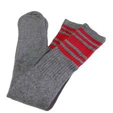 Vintage Tube Socks 20  Gray Pink 1980s Acrylic Blend Striped Soft NOS 90s 10-13