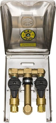 Manufacturing Ltd Double Gas Plug ,1/2'' Rear NPT Inlet,2 x 3/8'' Quick Disconnec