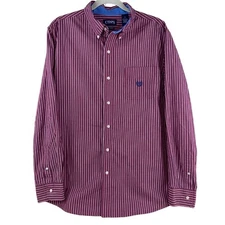 CHAPS Mens Button Down Long Sleeve Shirt Front Pocket Striped Size Large