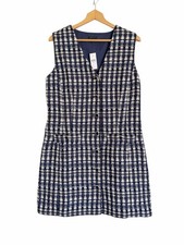 Ann Taylor womens Tweed Button Front Sleeveless Preppy Shift Dress size 14