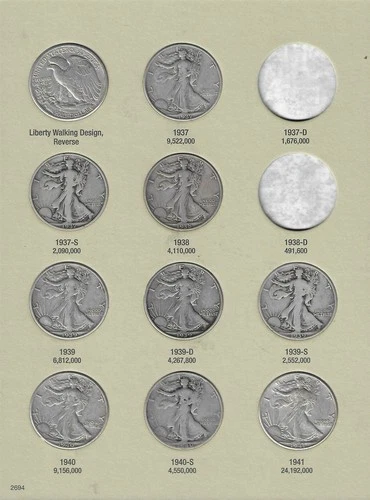 1937-47 P,D,S, Liberty Walking Half Set “VF-AU++”  *$14.50 Face* *Combined S/H*