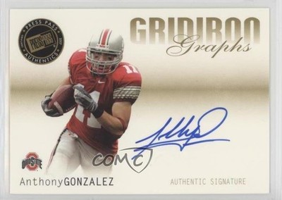 2007 Press Pass SE Gridiron Graphs Gold Anthony Gonzalez Rookie Auto RC 00jz