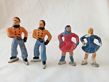 Lot Vintage Barclay Lead Figurines ice Skaters 2 Boys 2 Girls Figurines Colorful