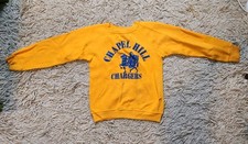 VTG 70s 80s Kids / Petite Womens Yellow Chapel Hill Chargers Sweatshirt Artex