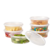 Jaluxing 8 oz. Plastic Deli Containers With Lids, 48 Sets - Leakproof, Stacka...