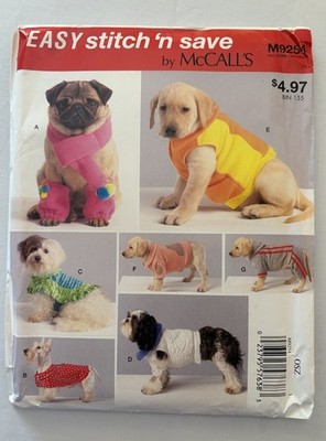 McCall's Sewing Pattern M9254 Dog Wardrobe - Coat Sweatsuit Poncho UNCUT S-XL