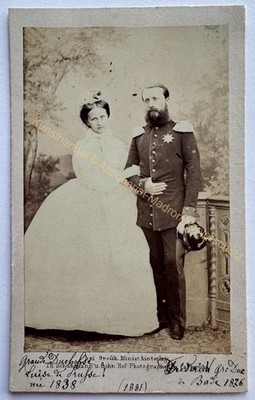 orig. CDV Foto Fotografie Bild alt 1865 Adel Großherzog Friedrich von Baden Frau