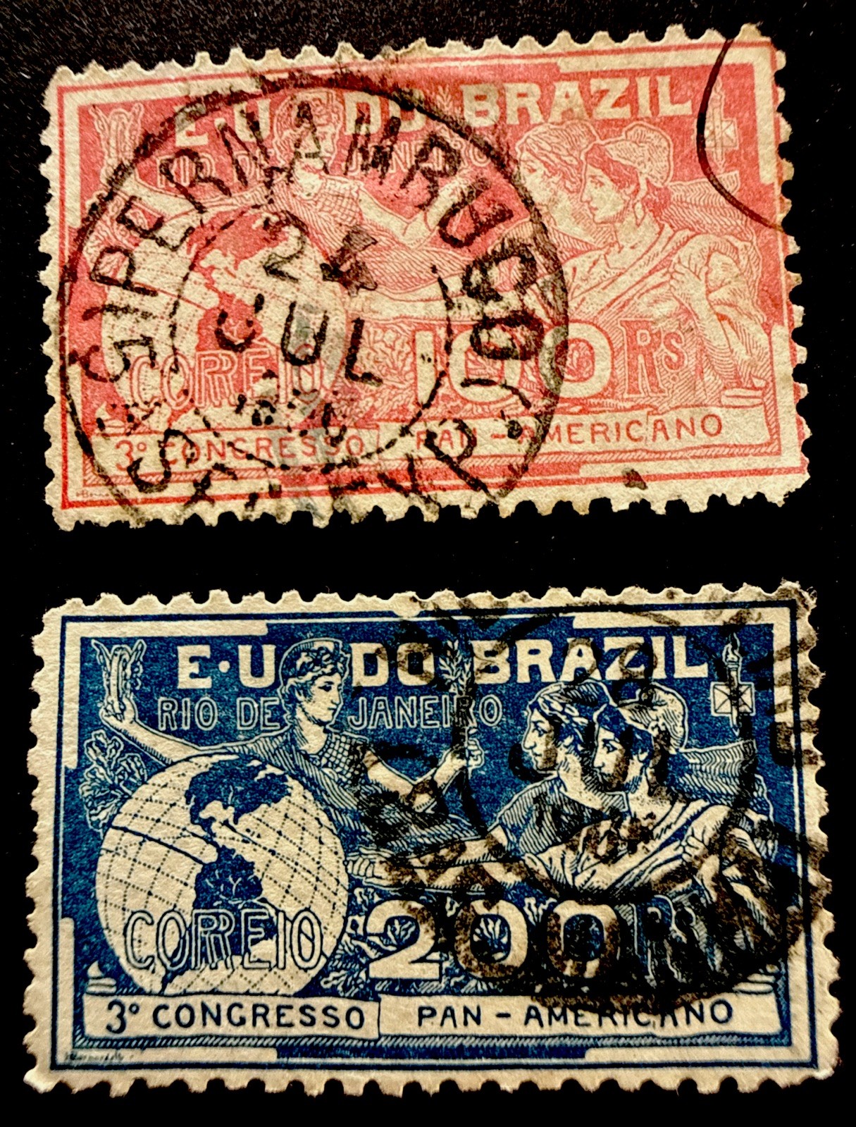 Brazil Scott 172-173 Used Set 200R Pan-American Congress Stamps