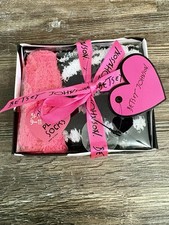 Betsey Johnson 3 Pair Plush Crew Socks Size 9-11 New In Box