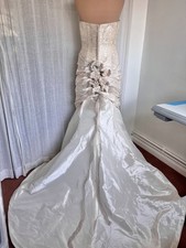 Ian Stuart Honey Wedding Dress UK 12-14 Ivory Peach Beaded Mermaid Bridal Gown