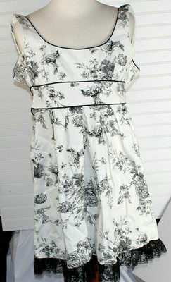 Teeze Me Womens Dress Three Jr Floral Sleeveless A Line Dress Black White Lace