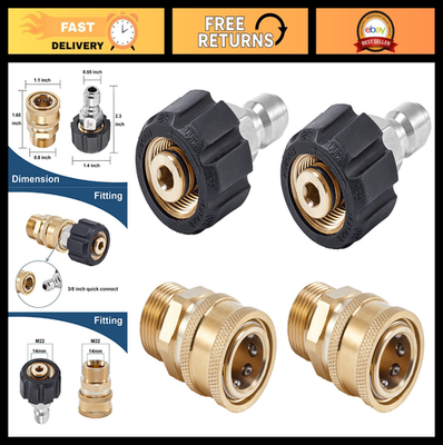 #ad Pressure Washer Quick Connect Fittings M22 14mm to 3 8quot; Hose Adapter Set 4 Pi $31.99