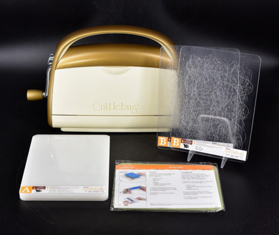 Anna Griffin Cuttlebug Die Cutting & Embossing Machine w/Plates USED Gold Ivory