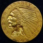 1914 $2.5 Gold Indian Head Quarter Eagle Head