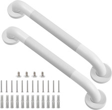 Shower Grab Bar, 2 Pack 16 Inch White Bathroom Grab Bar, 1.25" Diameter 304 Stai