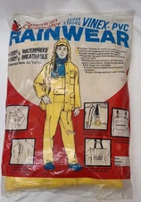 VTG American Clearwater Rainwear Size L Heavy Use Vinex-PVC Yellow Super Strong
