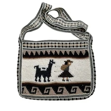Alpaca Made in Peru Woven Tapestry Crossbody Bag Ethnic Folk Art Purse