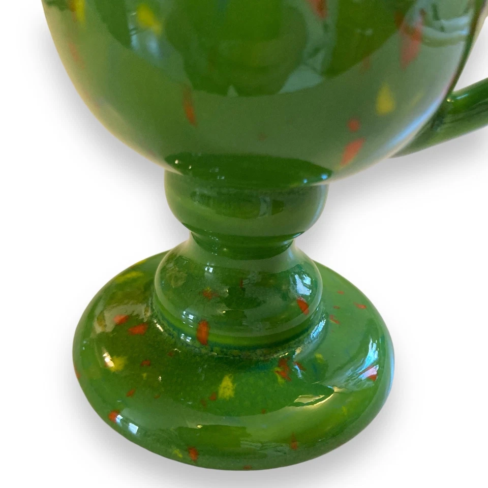 Taza de café irlandesa vintage años 70 hecha a mano cerámica psicodélica verde amarillo naranja Foto 3 de 4