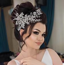 Rhinestone Bridal Hair Comb Crystal Wedding Headbands Head Pieces,Pearl Brides B