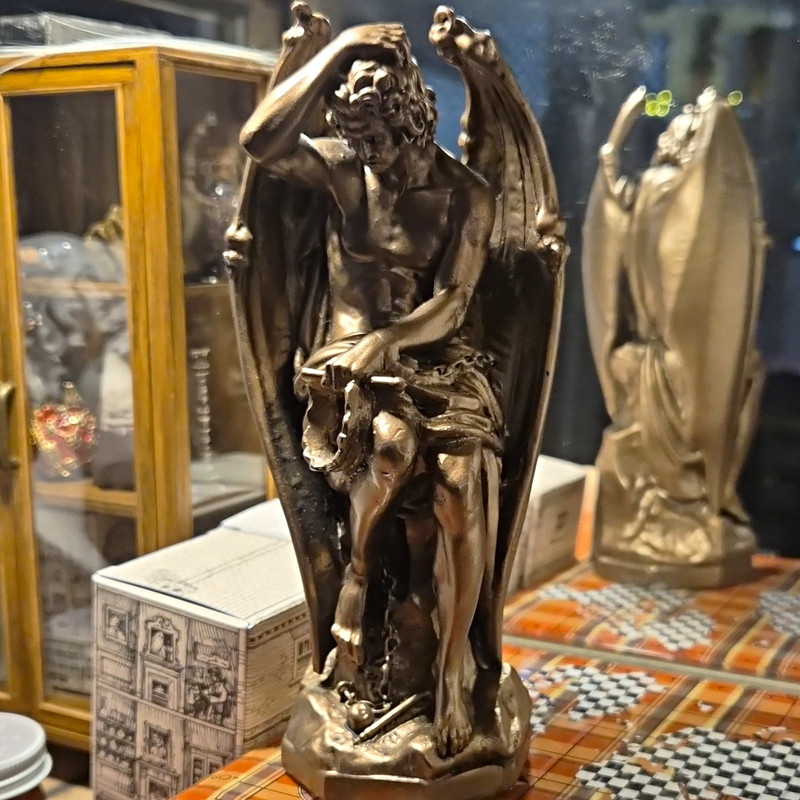 Lucifer Figurine Statue 6.5 in, Metallic Finish