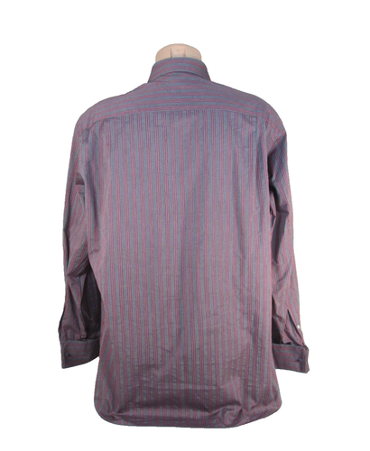 Camisa PAUL FREDRICK Talla 16-34 Rayas Rojas Gris L/S Cuello Punta Puños Franceses - Imagen 4 de 8