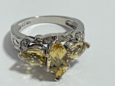 Generations 1912 Yellow Beryl 14k White Gold Diamond Ring Size 8 Weinman Bros